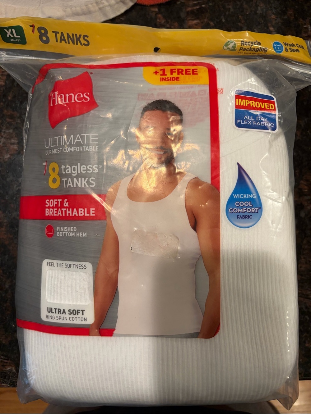 Hanes 8 Tagless Tanks XL New in Package UltraSoft